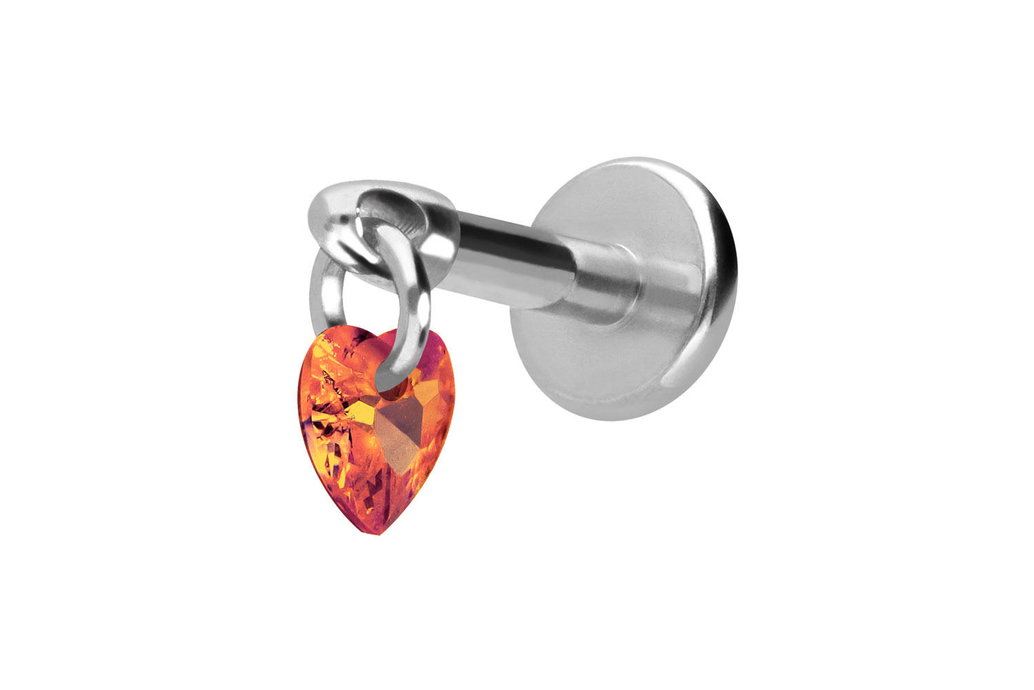 Titan Labret Piercing mit Innengewinde KRISTALLHERZ